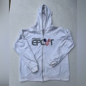 Walt Disney World Epcot Zip Up Hoodie : White : Size L